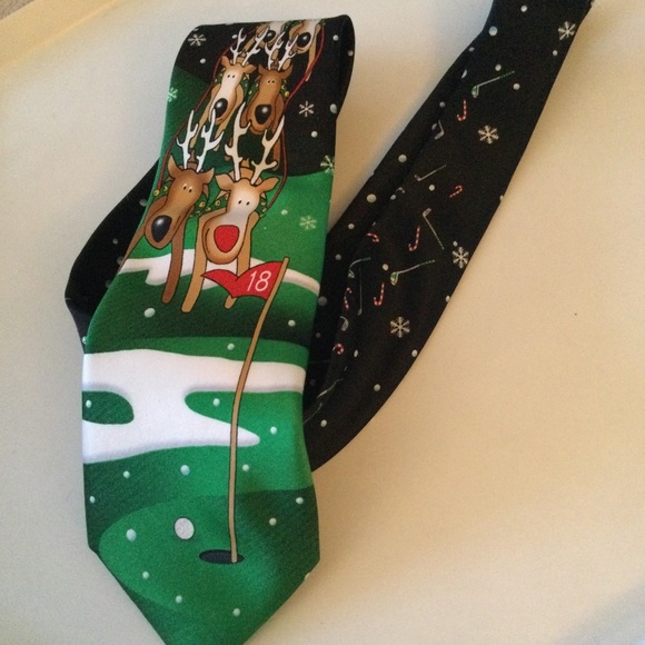 KNOTTY & NICE SANTA REINDEER GOLF TIE MULTI-COLOR NEW - Picture 4 of 7